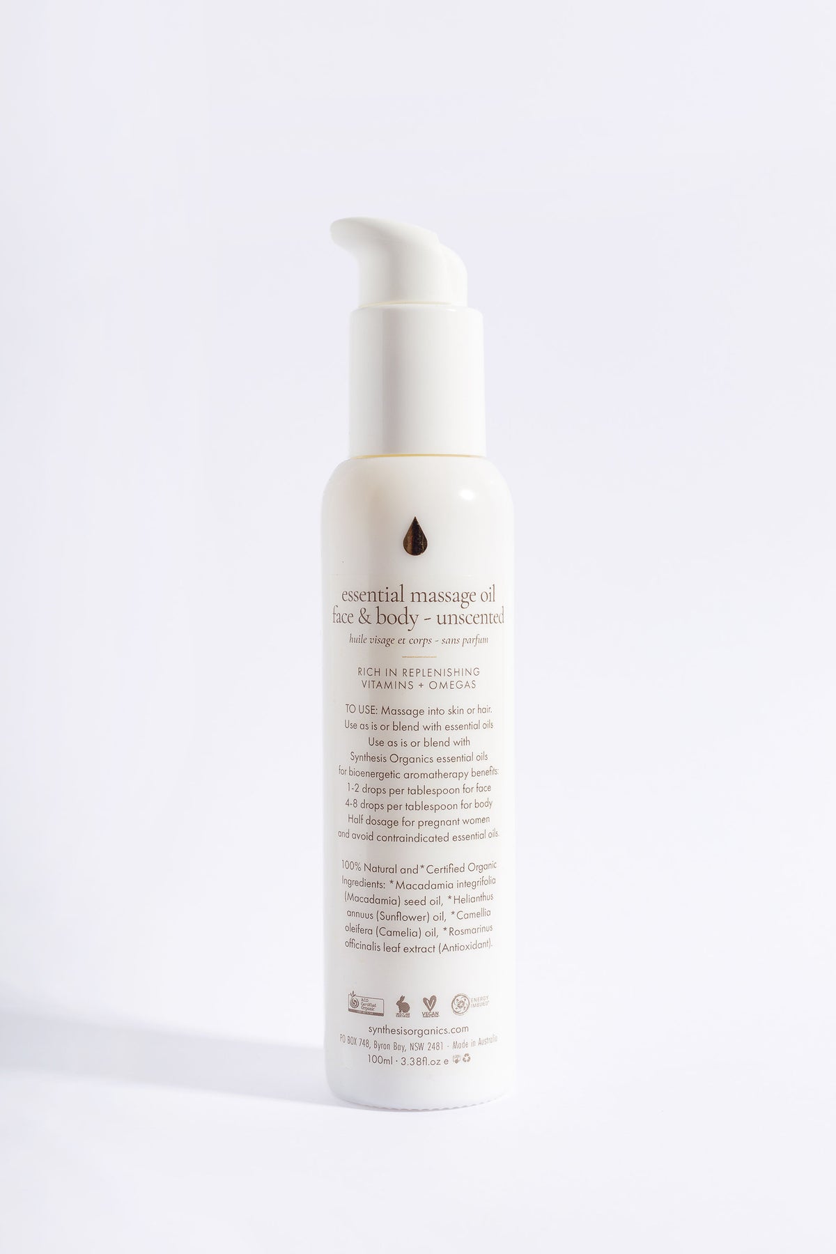 Essential Massage Oil for Face & Body Unscented 100ml